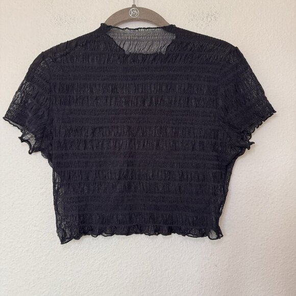 black sheer short sleeve blouse size Medium Vacation Resortwear Sexy - Picture 5 of 5